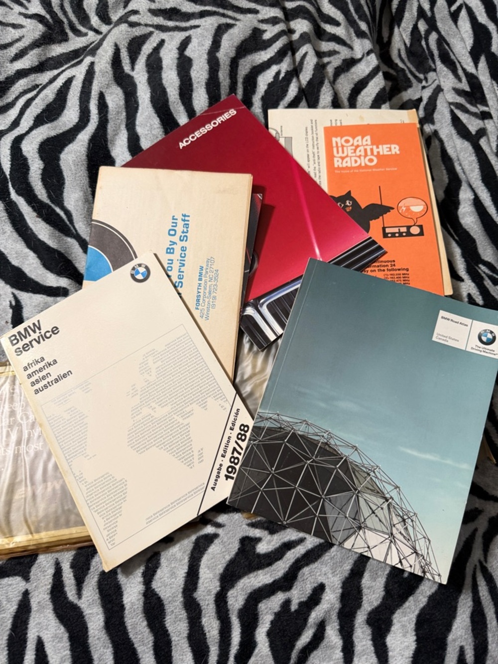 1987/88 BMW Manuals and Booklets in Teal, Orange, Cream